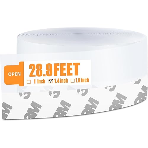 28.9 Ft Clear Silicone Weather Stripping Tape for Doors, Windows and Shower - Self Adhesive Bottom Seal, 1.4 Inches Wide
