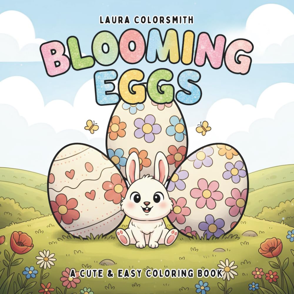 Blooming Eggs - A Cute & Easy Coloring Book: Cute and Simple Blooming Easter Egg Coloring Pages for Relaxing Spring Moments (Coloring Book for Easter)