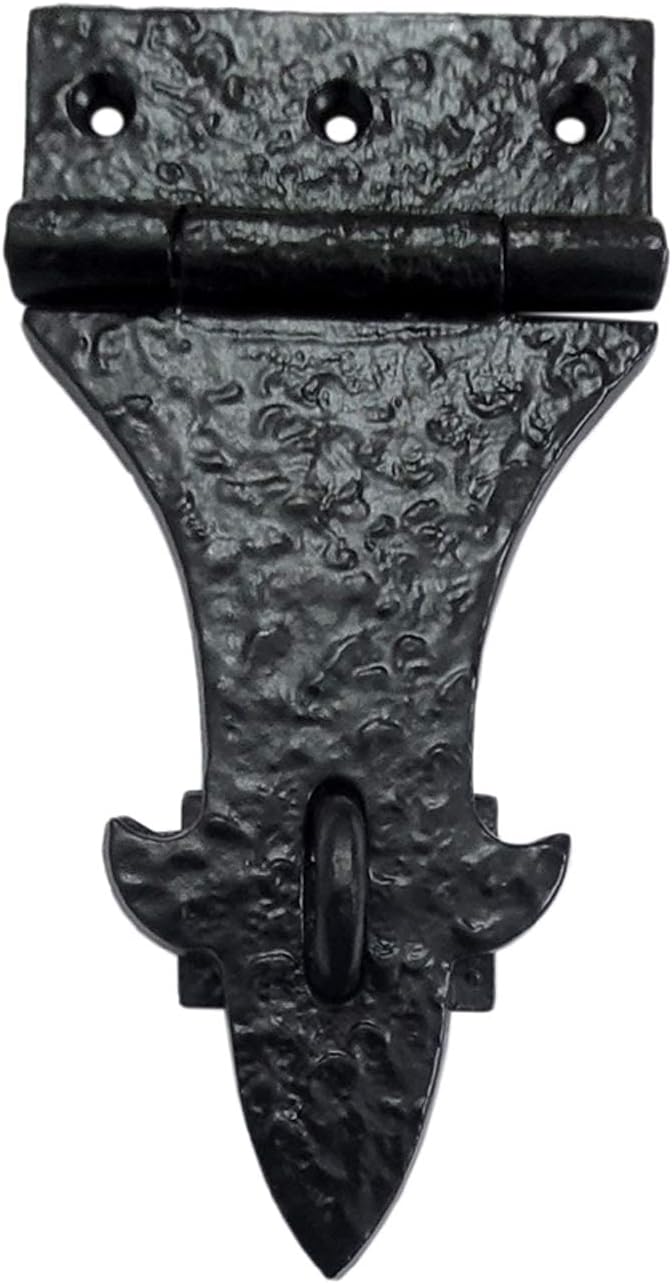 Adonai Hardware 6 Inch "Amalek" Antique Iron Hasp and Staple - Matte Black Powder Coated