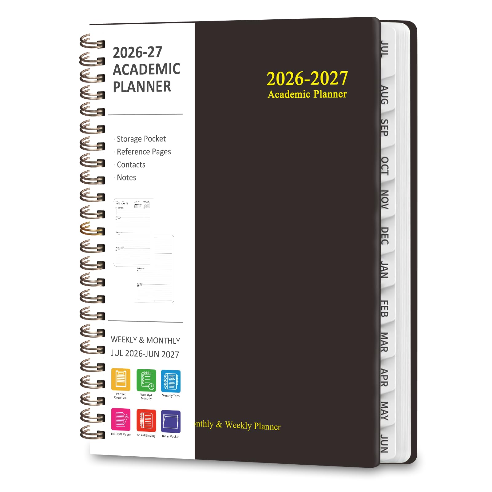 Agenda accademica 2026-2027, agenda settimanale e mensile, agenda giornaliera (luglio 2026 - giugno 2033), forniture per studenti per insegnanti scolastici, nero