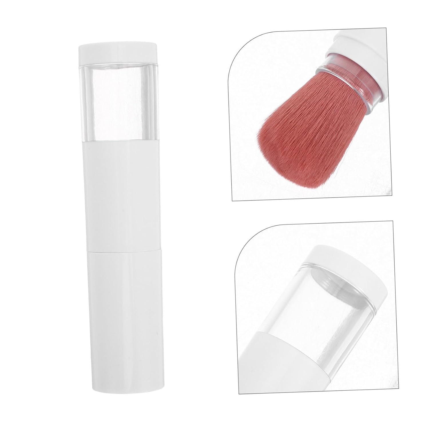 Refillable Portable Powder Brush with Cap, Retractable Blush and Foundation Brush with Soft Synthetic Fibers, Compact Travel Makeup Tool for Face Contouring and Loose Powder
