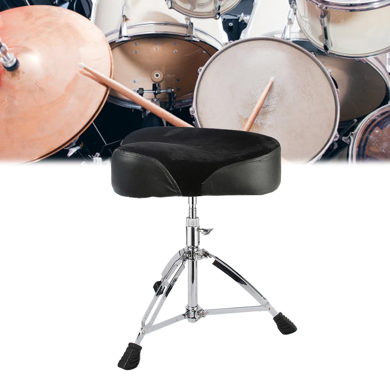 Wisecoco Tabouret De Tambour, Trône De Tambour De Support Universel en Alliage D'Aluminium Rembourré en Éponge à Hauteur Réglable pour Batteur(Noir)