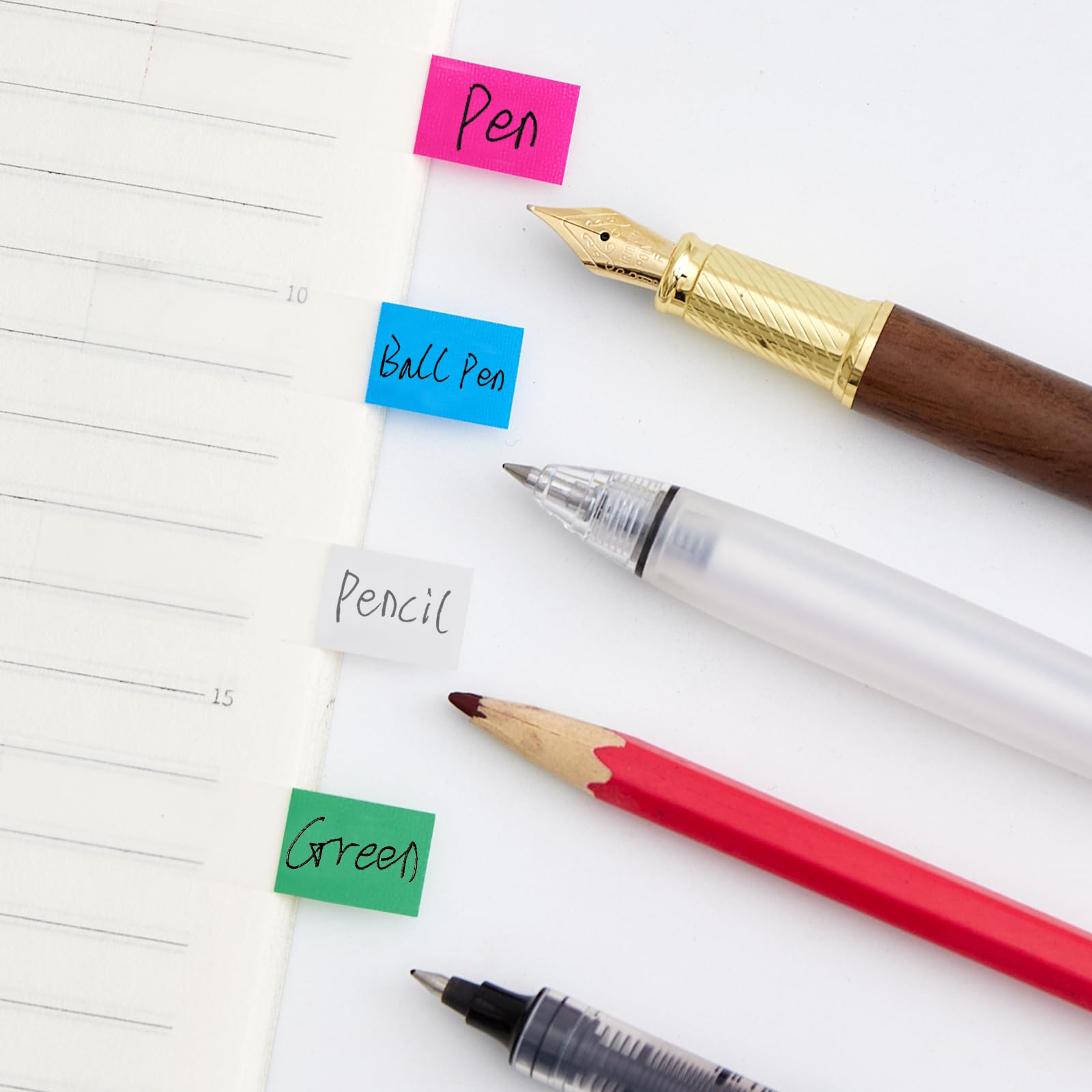Haftstreifen für Notizen, Seitenmarker, transparent, aufklappbar, beschriftbar, buntes Buch, Index, repositionierbar, Dateiflaggen, Etikett, selbstklebende Trennblätter, Aufkleber für Notizbuch, Büro