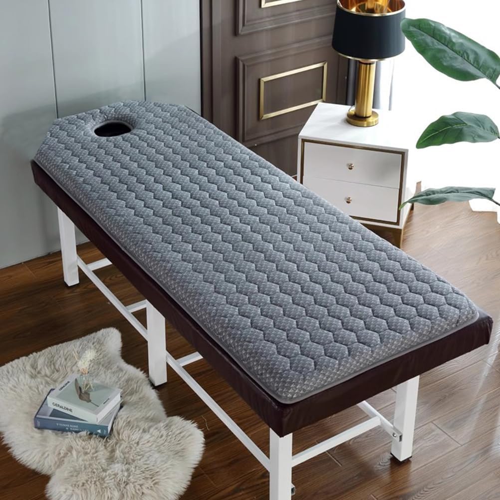 Grayb(t),180 * 70cm, Memory Foam Massage Table Topper with Elastic Band Non-Slip Thick 5Cm Lash Bed Cushion for Beauty Massage Latex Spa Bed Pad Lash Bed Topper with Hole for Beauty