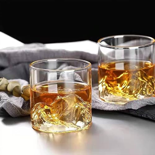 Miniatura 4 de Vaso de whisky de montaña estilo japonés vintage, juego de 2 vasos de rocas en caja de regalo, vaso para beber bourbon, whisky, cócteles o té, el