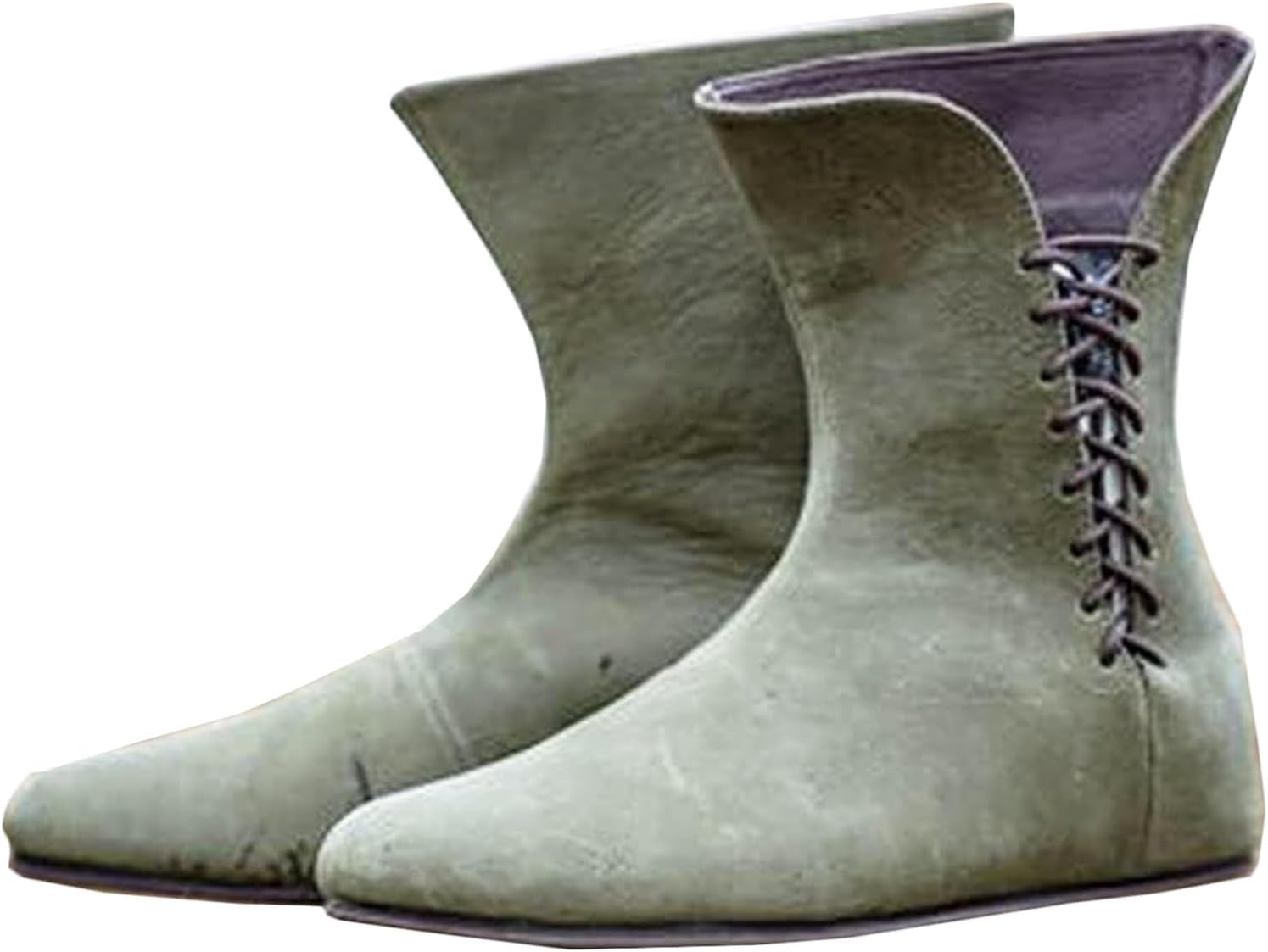 Botas medievales verdes de piel sintética con pantorrilla ajustable