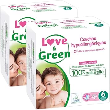 Love Green Couches Bebe Taille 6 15 Kg Lot De 2 X 34 Unites Amazon Fr Bebe Et Puericulture