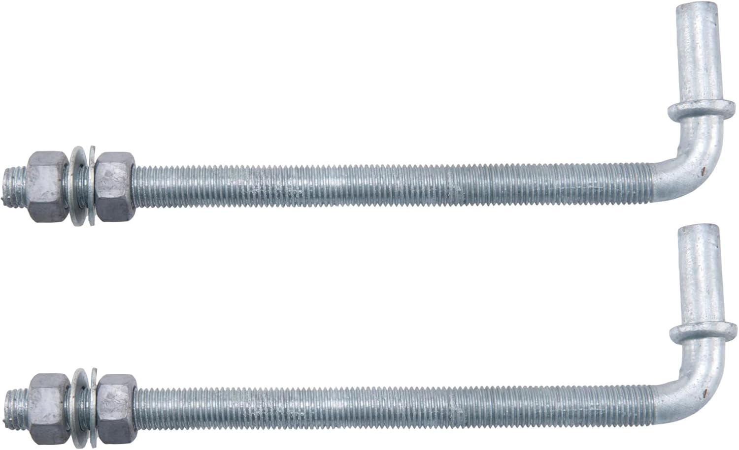 J-Bolt Post Hinge with 5/8" Hinge Pin Galvanized Post Gate Hinge for Chain Link Fence, Washers & Nuts Included (8" (2 Pcs))