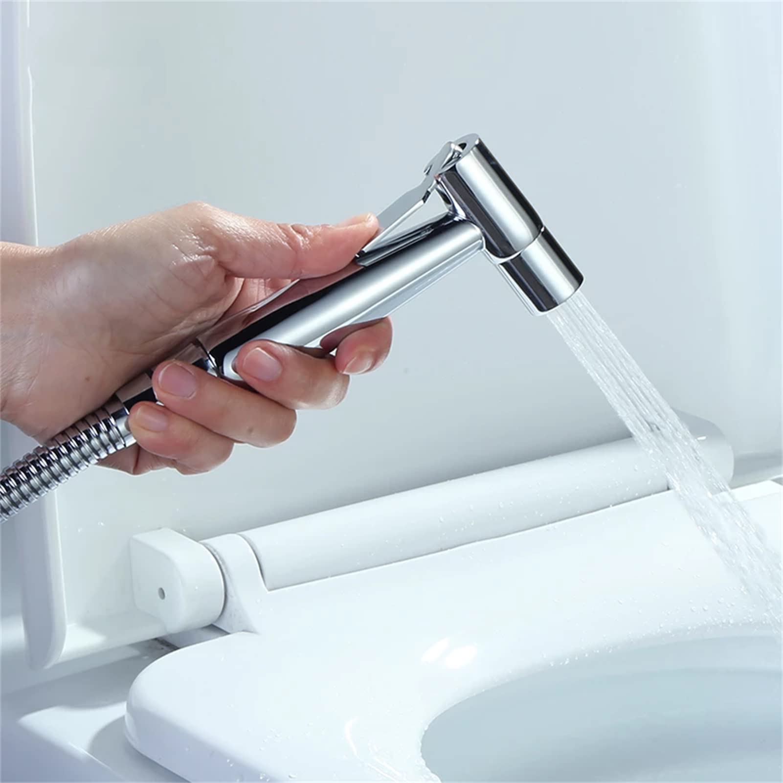 Rociador de bidé de mano para inodoro grifo de acero inoxidable cromado para baño