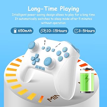 وحدة تحكم بلوتوث للتبديل/ماك/PC/البخار/الهاتف المحمول/iOS/Android//TV/iPad/Table/Apple Arcade MFi Games، تبديل وحدة التحكم الاحترافية لاسلكيًا مع حركة مزدوجة قابلة للتعديل، Turbo، Macros، 6-Axis، استيقظ على الأسطورة السوداء: Wukong (أسود) (أرجواني) (أزرق أبيض فاتح)
