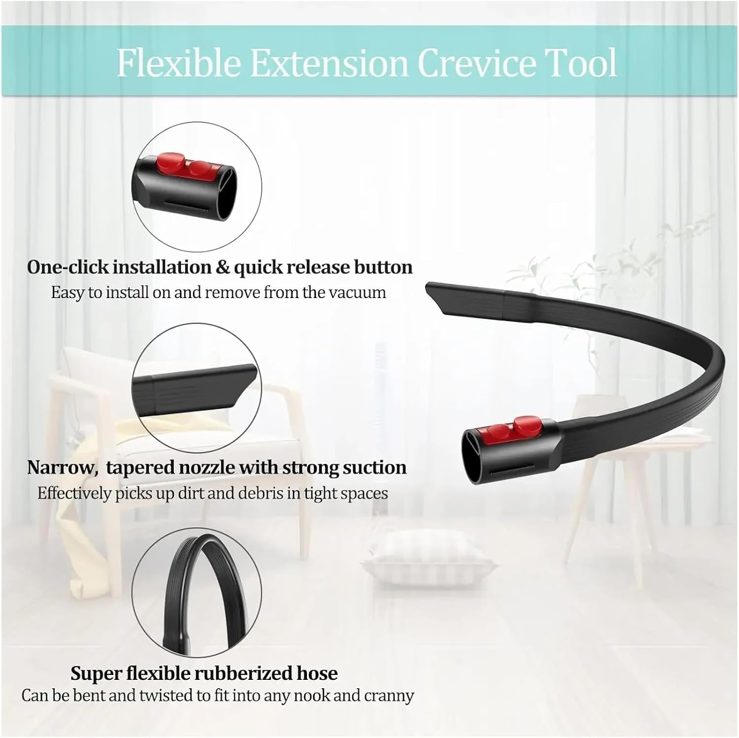 Flexible Crevice Tool Extension Hose,Compatible For Dyson, GEN5 G5 V15 V11 V10 V8 V7 Cordless Vacuum For Car Detailing Corners Gaps