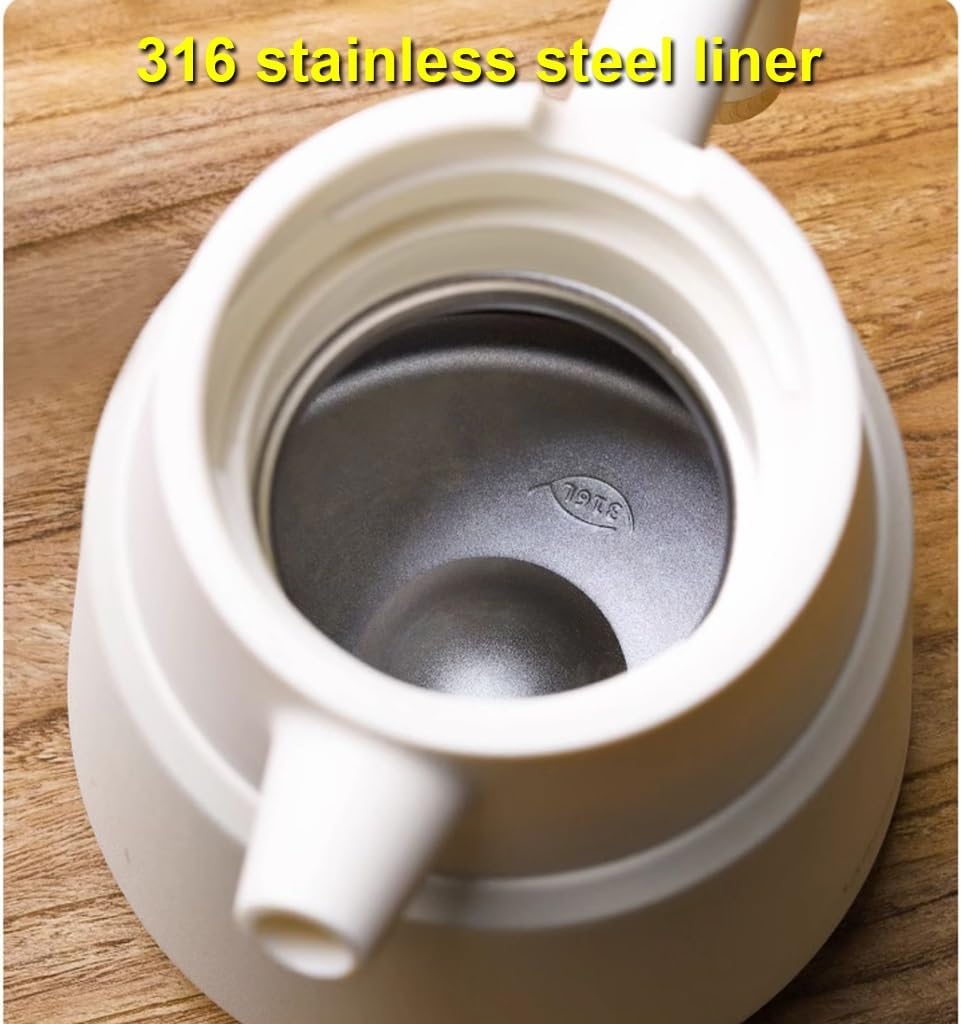 LEIYTFE 1.3L Double Walled Thermal Pots Thermal Carafe Vacuum Insulated Flask,with Stainless Steel Removable Tea Filter,Thermal Teapot Hot & Cold Water Beverage Dispenser