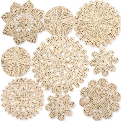 Teiyamsy 9 Pcs Boho Wall Basket Decor Handmade Woven Wicker