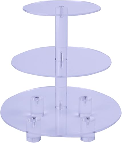 Miniatura 3 de Soporte acrílico para cupcakes, soportes para cupcakes, soporte redondo de 3 niveles con base (4.7 pulgadas entre 2 capas)