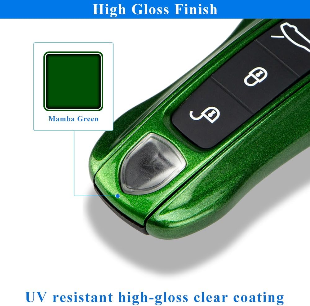 AeroBon 3-Piece Painted Key Fob Cover Compatible with Porsche Key Shell, Key Fob Shell Replacement (MK2, Mamba Green) - Image 5