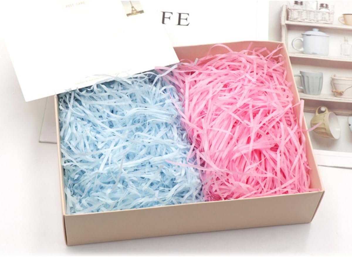 Queenbox 3.5oz Solid Raffia Grass Gift Box Filler Shredded Crinkle Raffia Paper Filling for Wrapping Gift, DIY Decoration, Purple Red