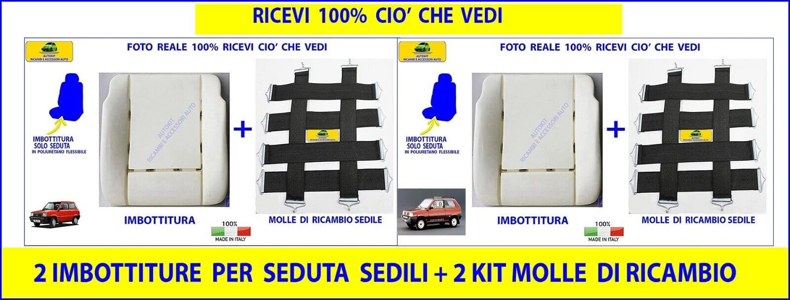 Sedile per Panda 750 141 1986-2003 Imbottitura con 12 Molle Rinforzate