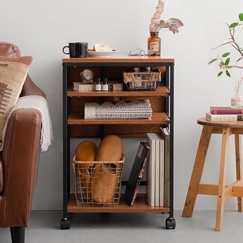 エア・リゾーム キッチンワゴン キャスター付き 3段 スリム キッチンラック キッチン 収納 バタフライワゴン maino(マイノ) ライトブラウン×ブラック