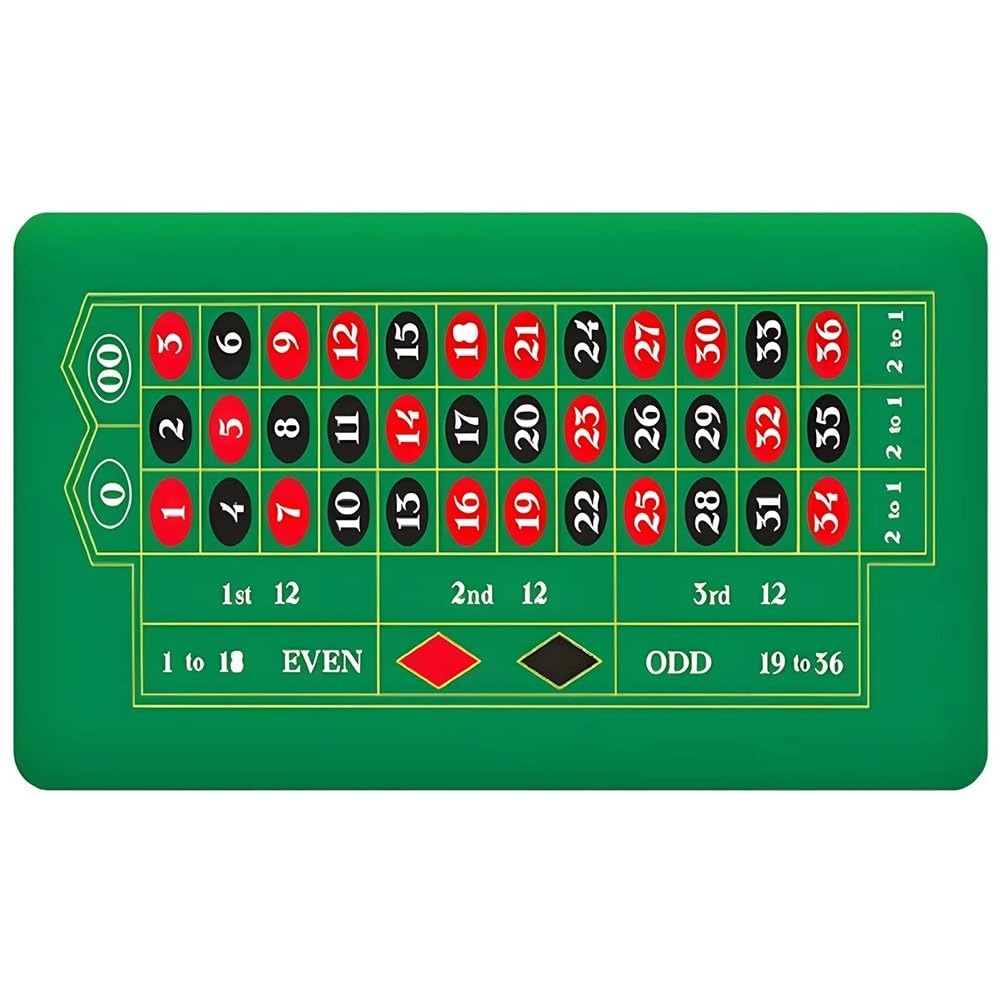 Abbdbd Roulette Layout Mat Roulette Rubber Table Mat Water-resistant Roulette Mat Card Game Table Mat for Game Night Party