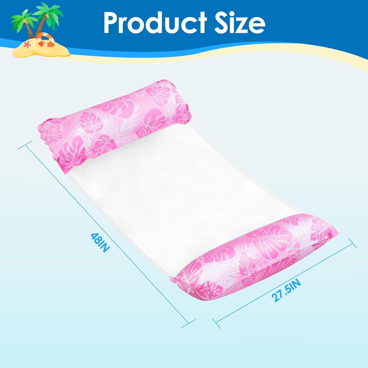 4PCS Inflatable Pool Hammock Floats 4-in-1 Multi-Purpose Water Hammock Floats for Adults, Travel Pool Float for Swimming Pool Adults Vacation