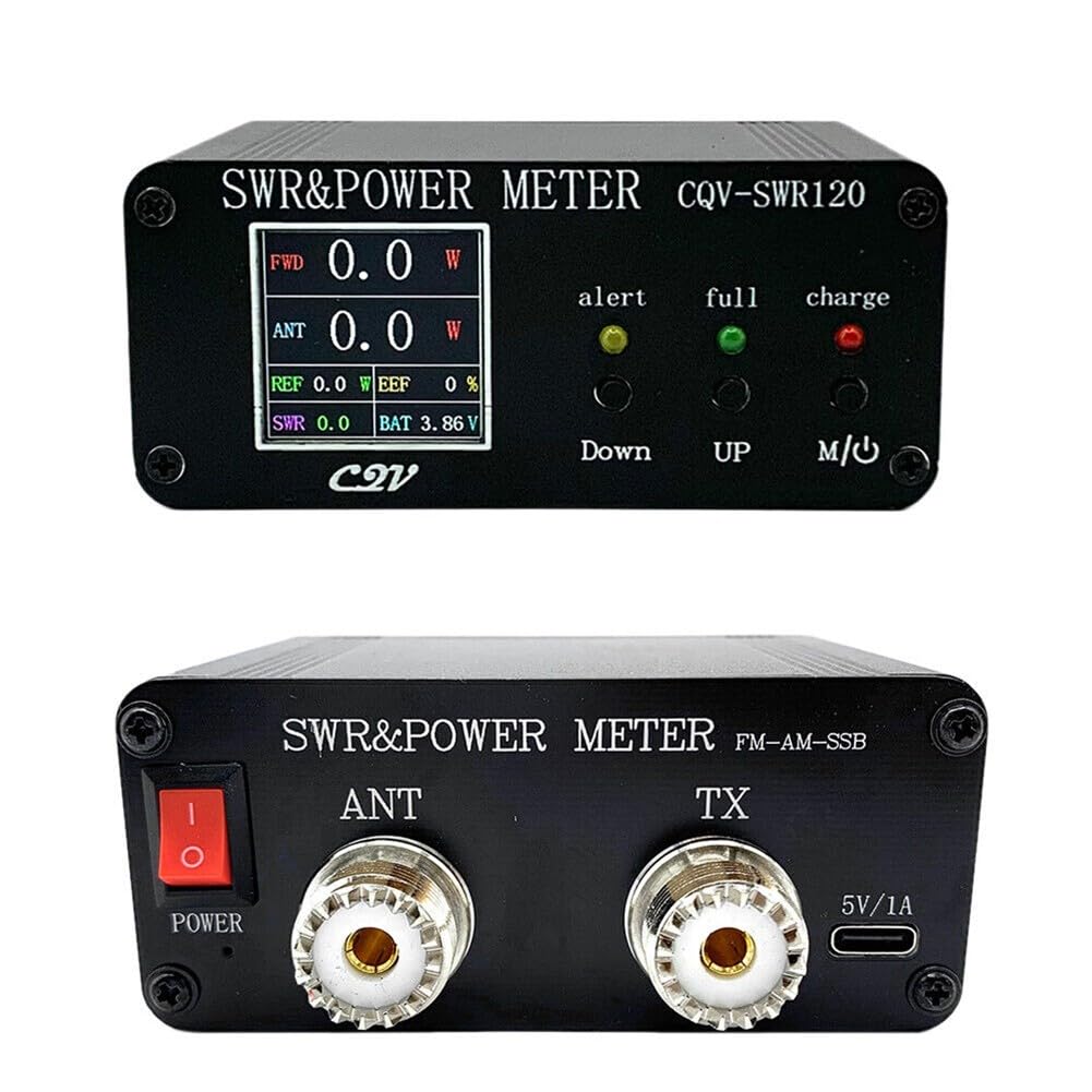 CQV-SWR120 120W SWR Meter, 0.8-54MHz VSWR Analizzatore di potenza con display a colori HD per radio FM AM SSB, interfaccia UHF