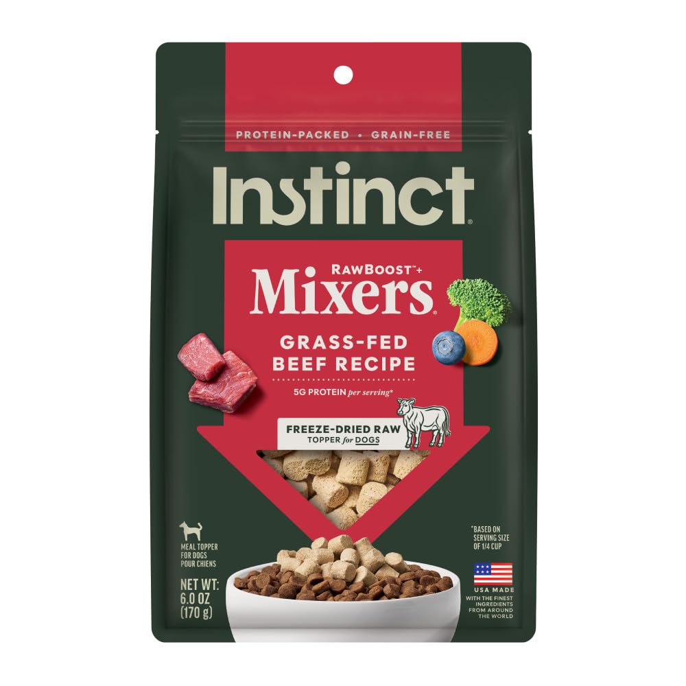 Instinct Raw Boost Mixers, Freeze Dried Dog Food Topper, Grain Free Recipe - All Natural Beef, 6 oz. Bag