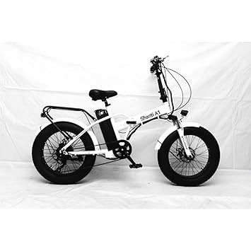 Shanti A1 Fat Tyre Foldable Electric Mountain Bike For Adults Unisex/Man, 21 Speed For Unisex Adults With 20 Inch Wheel (Shimano Gear, White) 10Ah Battery, 35 Km, Dual
