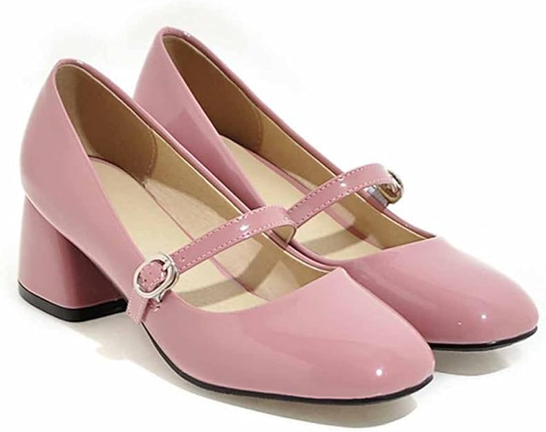 Women's Mary Jane Shoes Patent Leather Square Toe Buckle Straps Court Shoes  Non-Slip Block Heel Breathable Leather Shoes for Daily Use : Amazon.de:  Fashion
