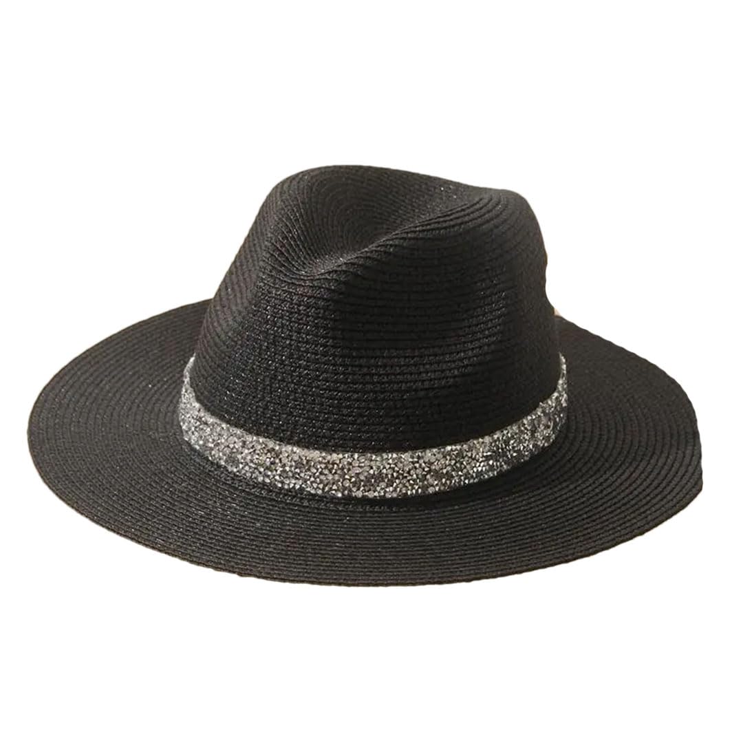 LCUVIMPEX Bucket Hats， Women's Summer Straw Panama Sun Protection Hat Multicolor(Black)