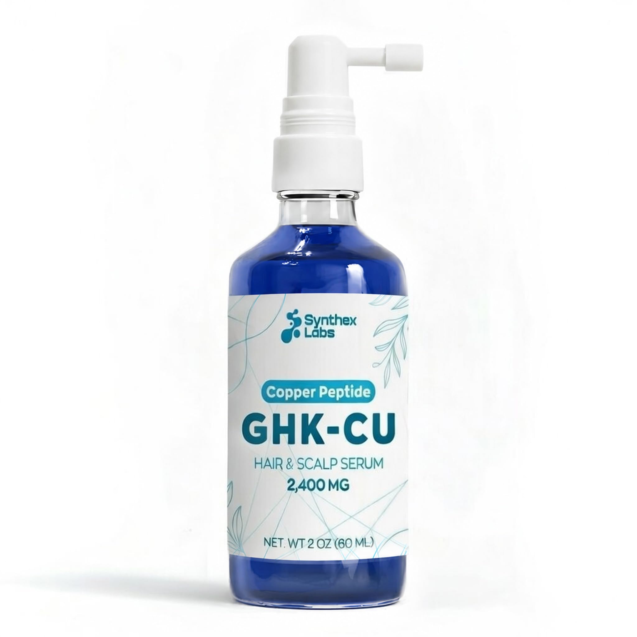 SYNTHEX LABS GHK-Cu Copper Peptide For Hair & Scalp Serum – 2400mg | Water-Based Formula for Hair Softness & Shine | 4% Copper Peptides – Fast-Absorbing