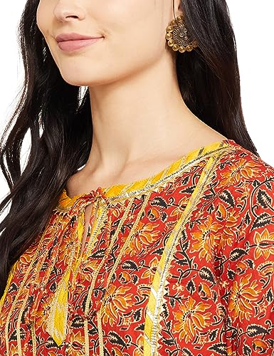 Image of Amazon Brand - Myx Women's Printed Kurta and Pant Set in Cotton (Available in Plus Sizes)