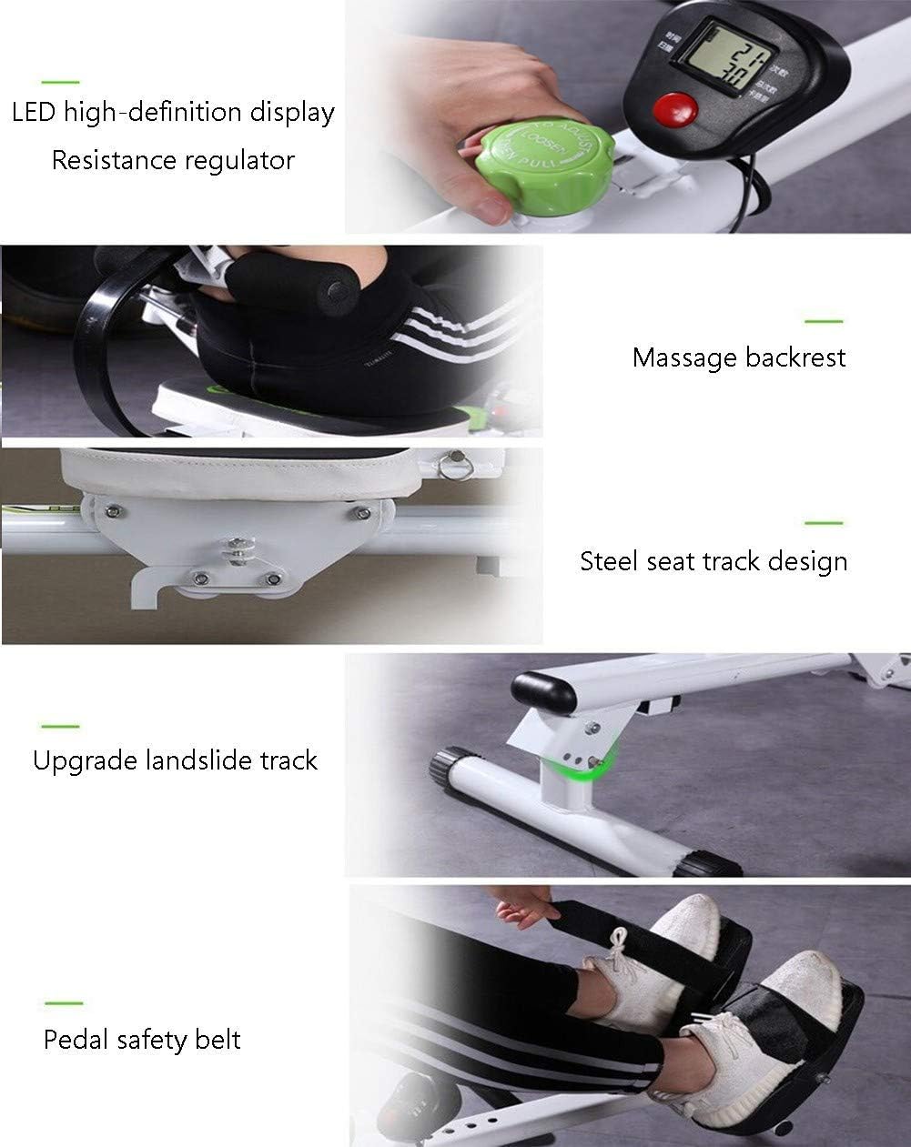 Foldable Rowing Machines Rowing Machine for Home Use Foldable Hydraulic Rower Trainer Indoor Rowing Device 12 Resistance Adjustment LCD Monitor Max User Weight 150 Kg Fitness Equipment