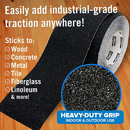 Image of Anti Slip Tape for Outdoor Stair Treads, Non-Skid Grip for Stairs | Steps, 4 inch x 40ft Roll, Black Waterproof Traction, Weather-Resistant Friction Floor Tread for Dogs and Steps