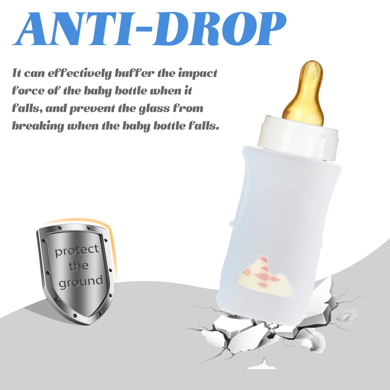 4 fundas anticaídas para biberones, protección de alimentación para botellas de leche, cubierta y antideslizante para beber de forma segura, adecuada para diferentes tamaños de
