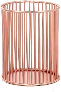 Iron Pen Holder Desk Organizer Wire Pencil Cup Minimalist Construction Wrought Iron Functional Storage Suitable for Office Home Dorm Room, Rose Gold, Vertical Line