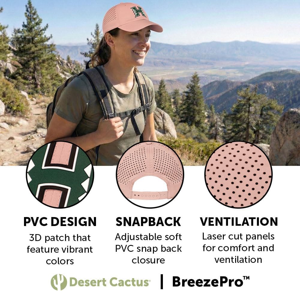 Desert Cactus Hawaii Snapback Hat – Rainbow Warriors BreezePro Performance Baseball Cap w/Adjustable Strap College Fan Gear - Image 3