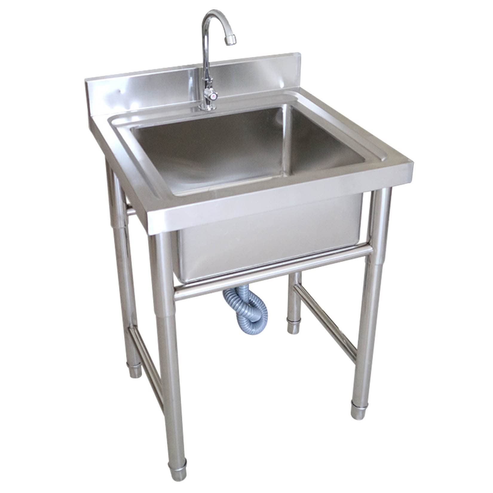ZTCHSENZT Sink,Kitchen Utility Sink,Single Bowl Large Sink with Faucet, 1 Compartment Commercial Kitchen Sink, 304 Stainless Steel FreeStanding Utility for Restaurant, Laundry, Gar