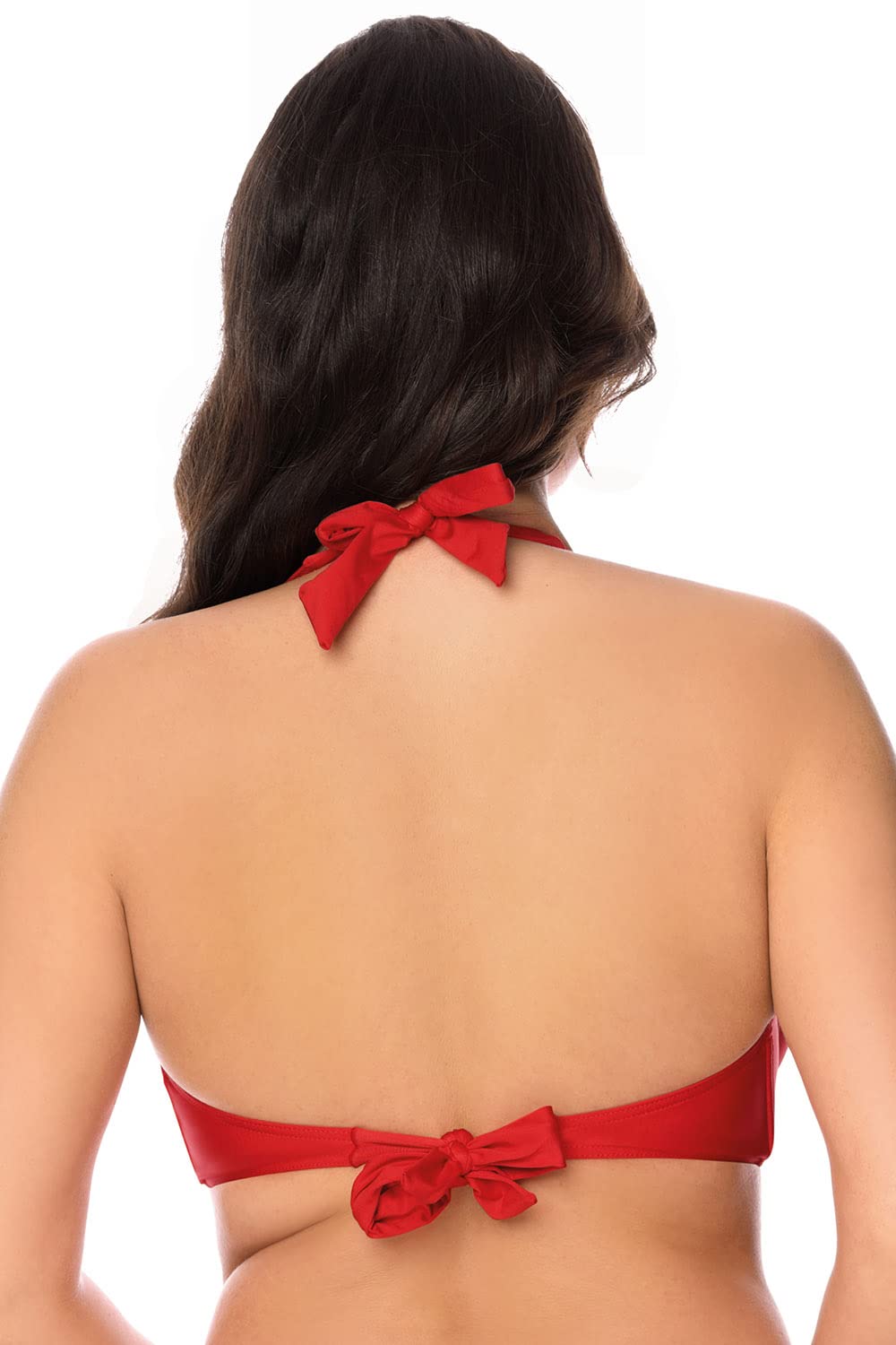 VIVISENCE Biustonosz bikini damski moda kąpielowa, wyściełany, wyprodukowany w UE wiązany na szyi 3220, czerwony, 80C