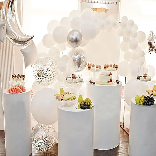 Miniatura 5 de Soportes cilíndricos para fiestas, soportes de pedestal cilíndrico de 0.079 pulgadas para fiestas, paquete de 5 soportes de pedestal de metal blanco