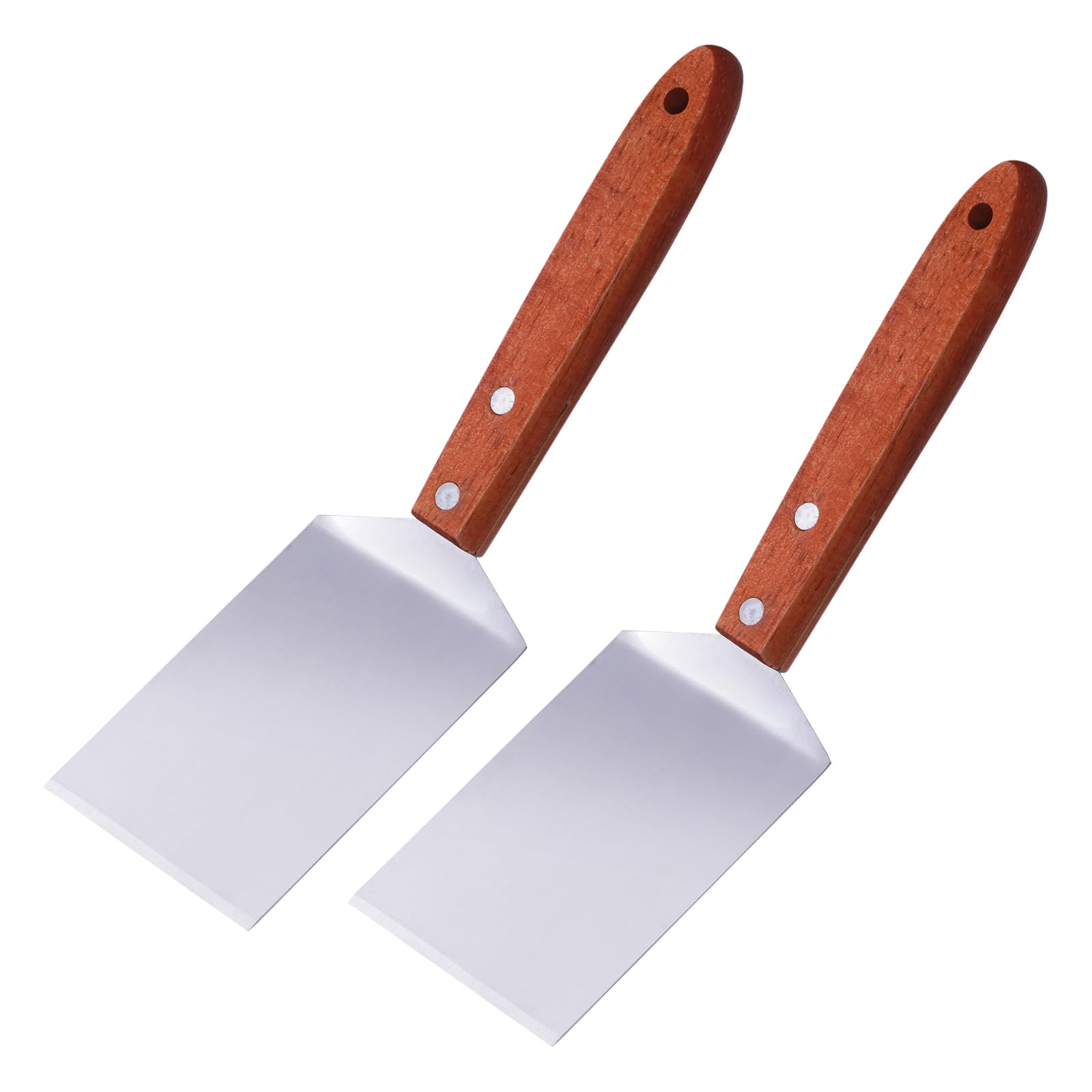 2 espátulas pequeñas de brownie para galletas de acero inoxidable con mango de madera para cocina, cocina, espátula, espátula para hornear, 2.5 x 8.2 pulgadas