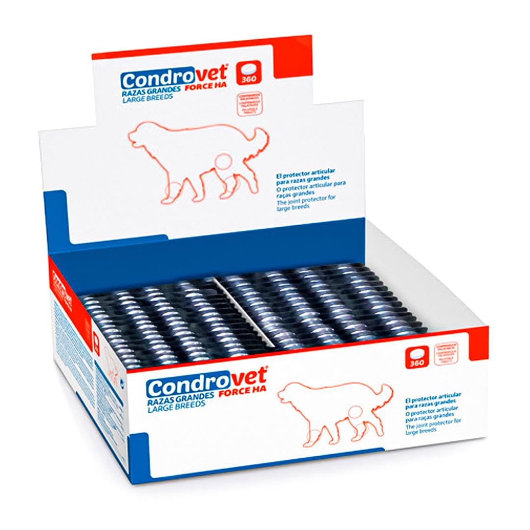 Genérico CONDROVET Force HA – Protector Articular para Razas de Perros Grandes (360 Comprimidos) Cuidado de Articulaciones, Condroitina, Ácido Hialurónico y Vitamina E