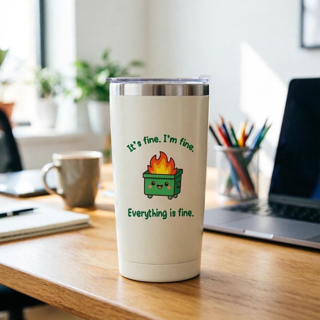 Coworker Gifts for Women, Men - Funny Best Friend Present for Work Bestie, Boss, Friends - Gift for Boss, Employer, Bestfriend Gag Gift from Colleague, Friends - 20 Oz Tumbler, Everything Is Fine Mug image 4
