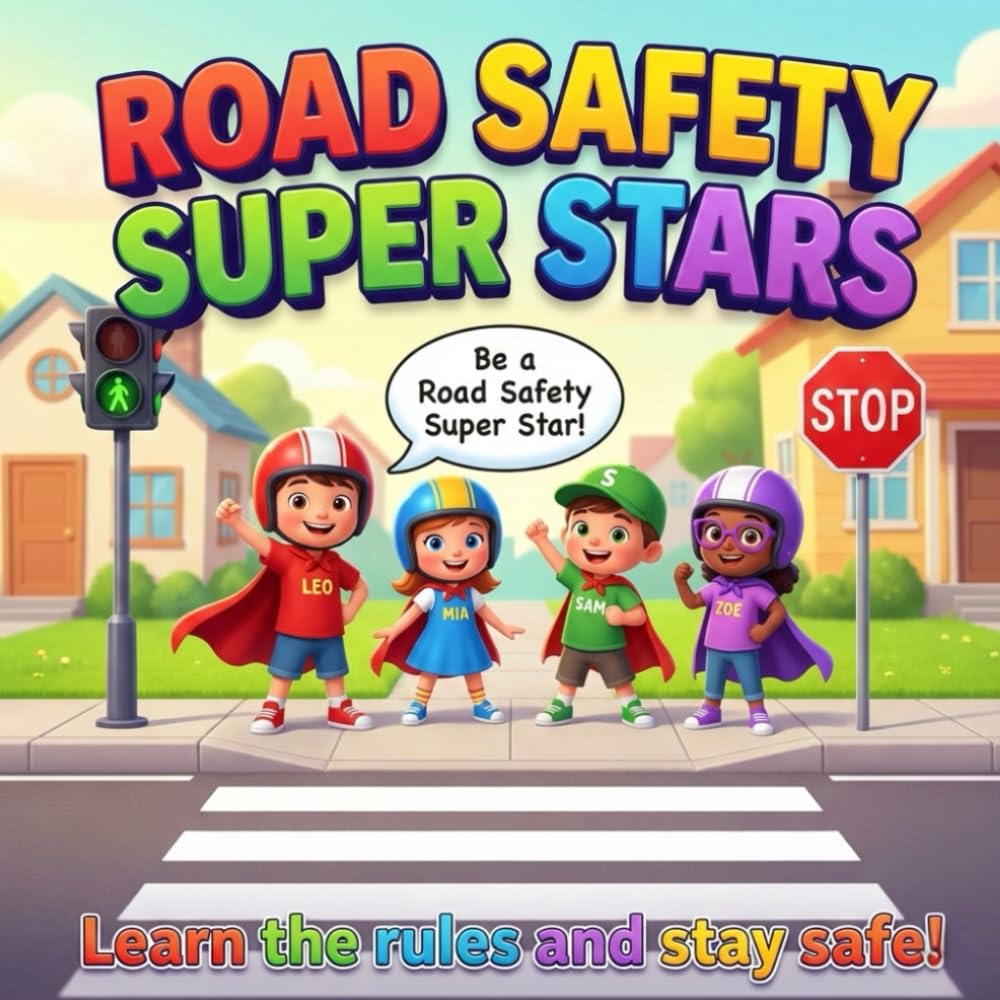 Road Safety Super Stars: A Fun and Educational Storybook Teaching Kids Pedestrian Safety Rules, Traffic Signs, and Street Smarts (Ages 3-7)