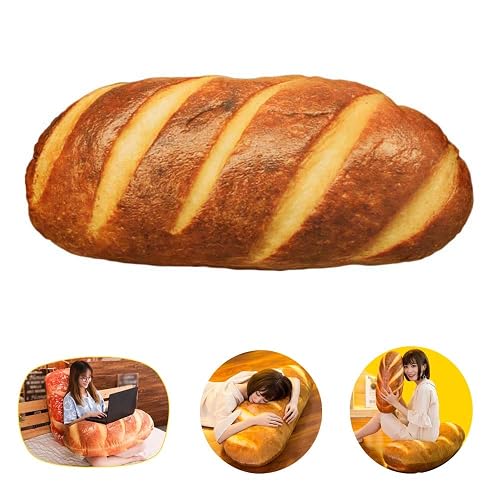 LZYMSZ 3D Simulation Soft Butter Bread Cushion Baguette Lumbar Support Plush Pillow, Sugar-Coated Toy for Bedroom Sofa Office (15.8IN)