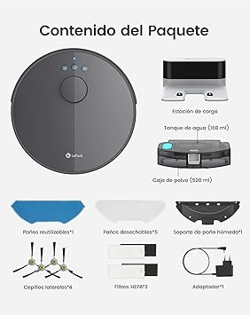 LEFANT M1 2 en 1 Robot Aspirador y Fregasuelos, 4000Pa, 200min Autonomía, Mapeo Multinivel, Zonas No-Go, Ideal para Pelo de Mascotas/Alfombras6
