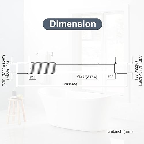 Miniatura 7 de Manguera rociadora de grifo comercial de fregadero de 38 pulgadas, manguera rociadora de preenjuague para grifo de fregadero de cocina comercial,
