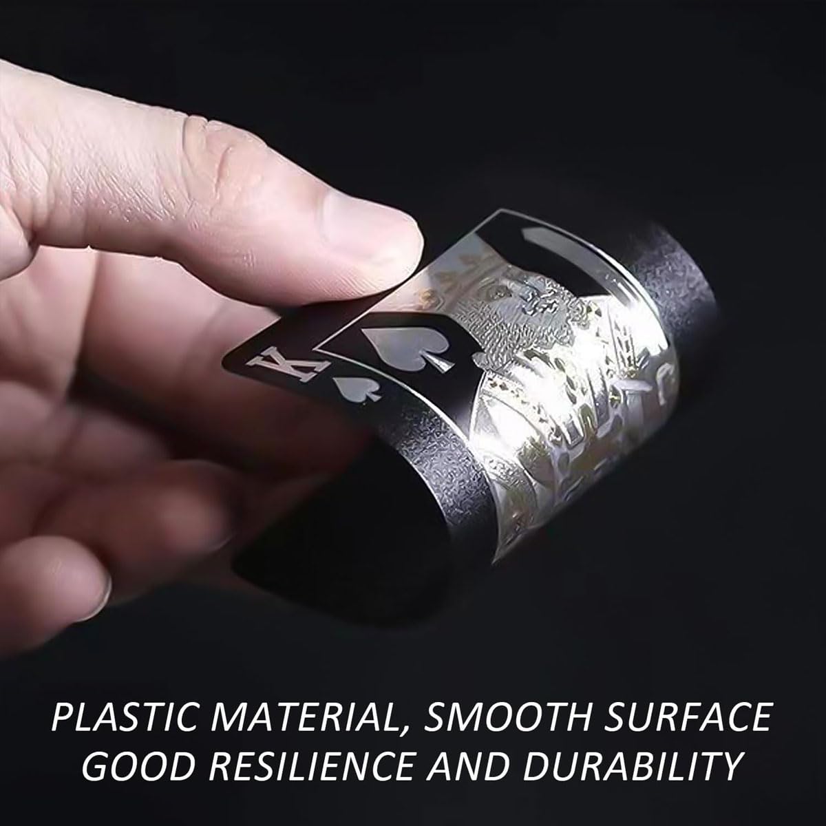 XINGZHE Deck of Cards Waterproof Playing Cards Smooth Durable Cool Plastic Poker Cards for Outdoor Camping Pool Beach Casino Poker Card Games – Splashproof & Washable Stocking Stuffers for Men Black