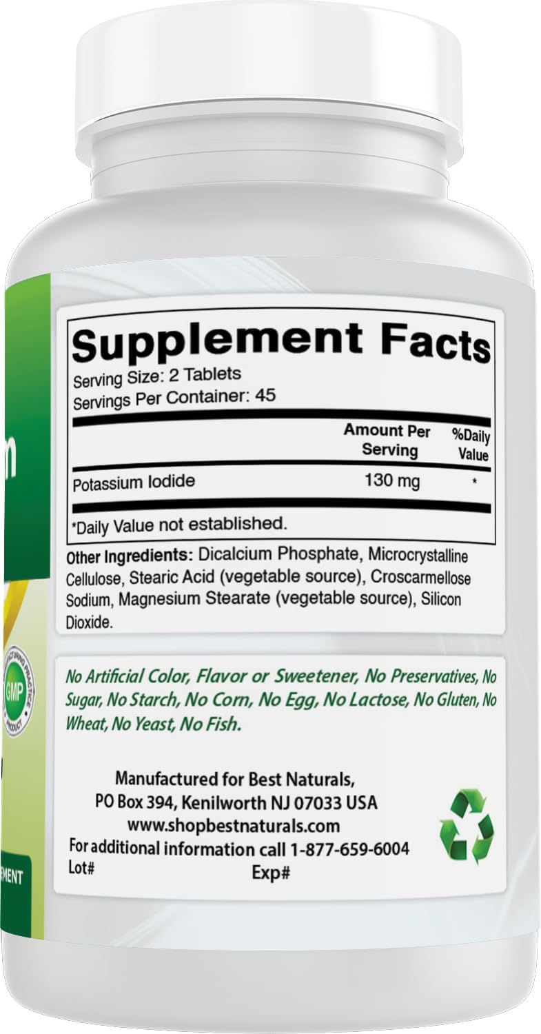 Best Naturals Potassium Iodide 130 mg per Serving - Dietary Supplement, 90 Tablets (3)