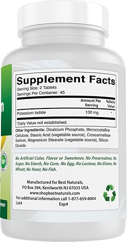 Miniatura 6 de Best Naturals Yoduro de potasio 130 mg por porción suplemento dietético 90 tabletas 1