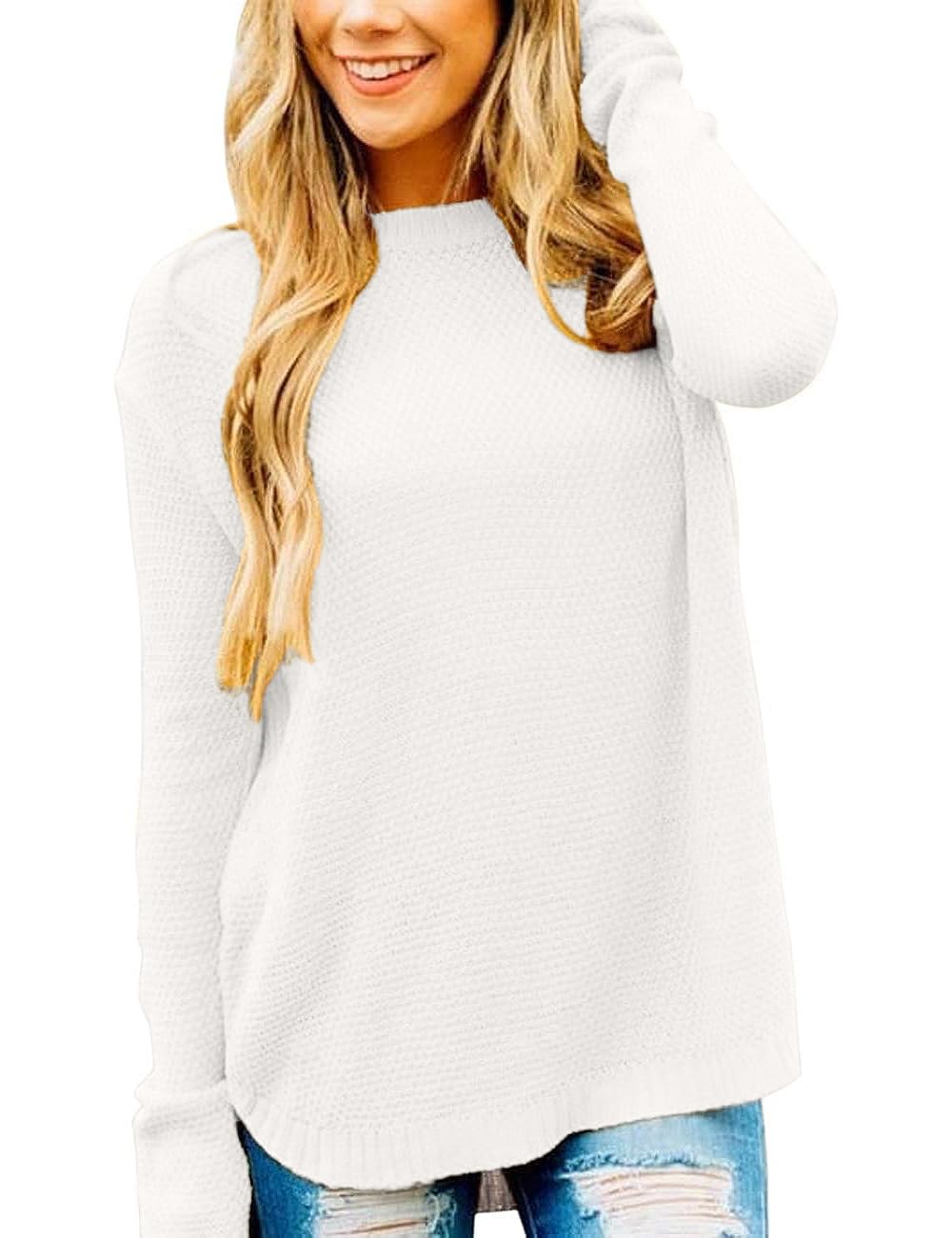 Women's Casual Long Sleeve Sweaters 2025 Loose Crew Neck Fall Winter Knit Pullover Sweater Tops